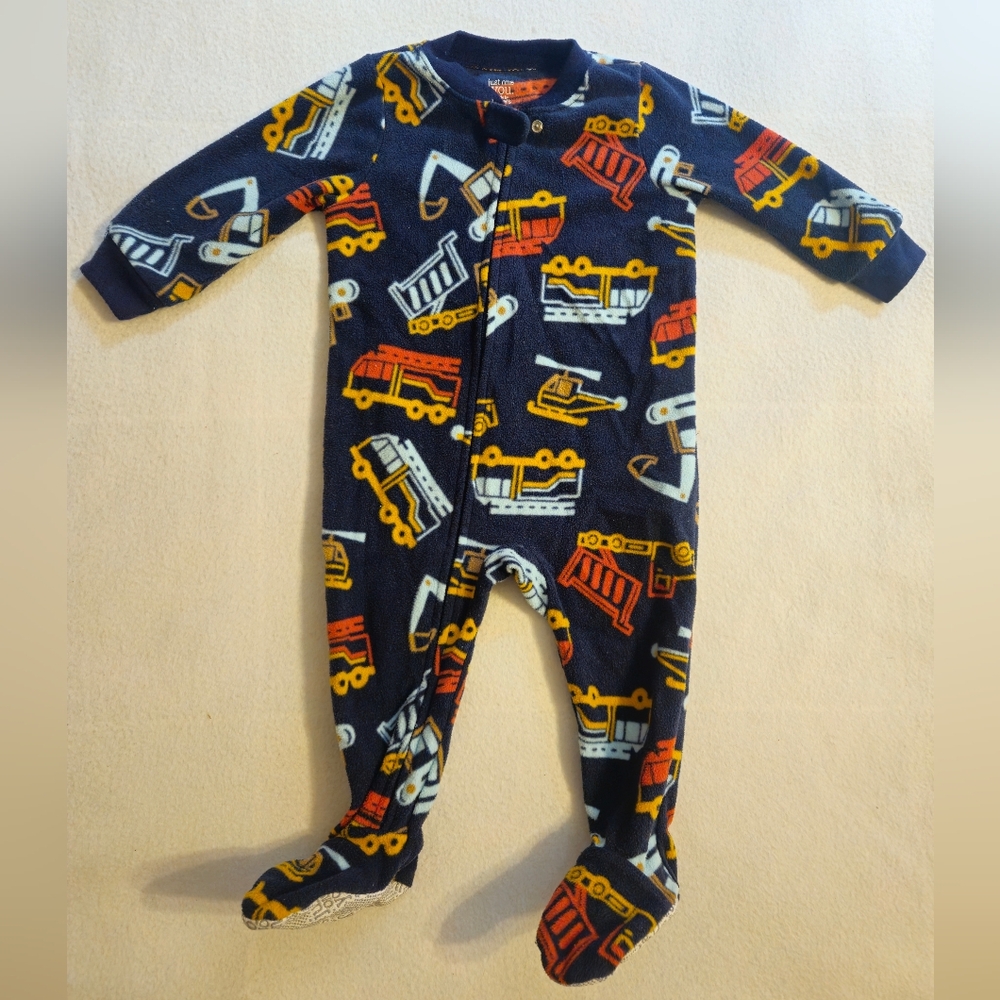 Kids Construction Print Footed Onesie